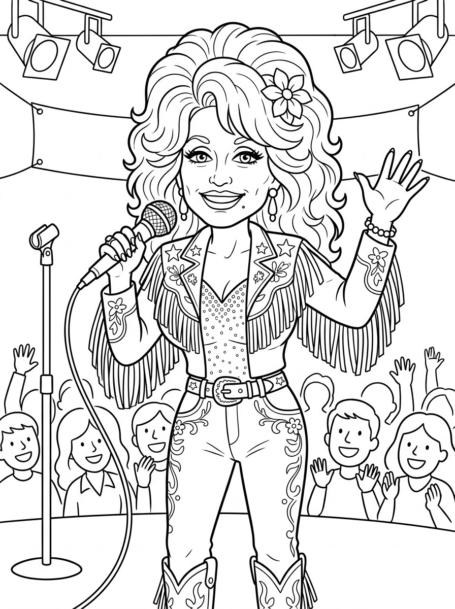 Dolly Parton da colorare e stampare a4