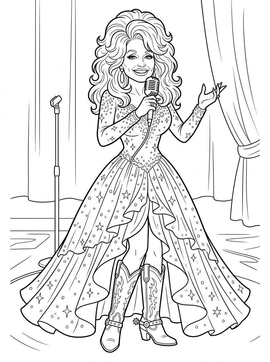 Dolly Parton da colorare pdf gratis