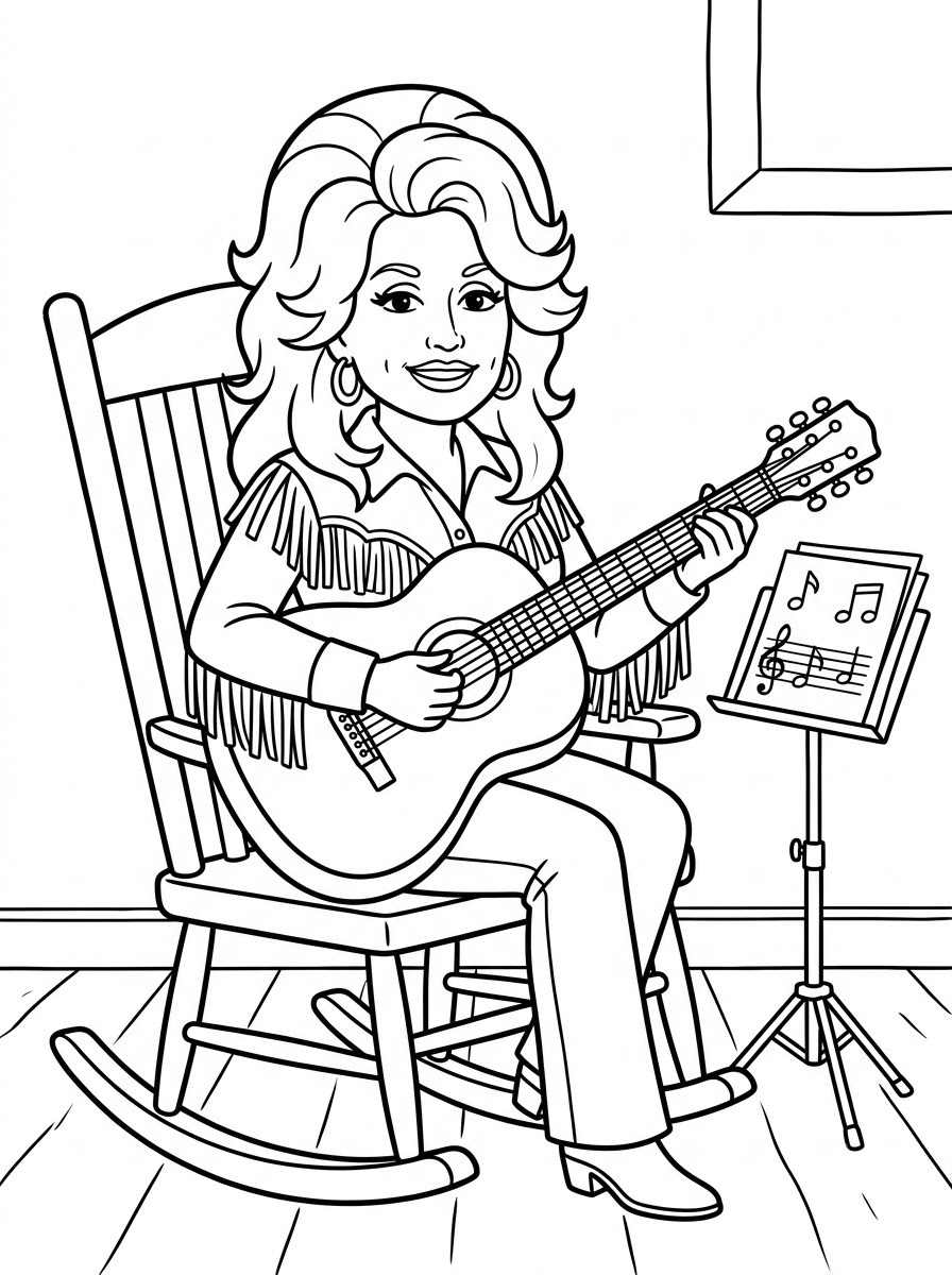 disegno Dolly Parton da colorare per bambini