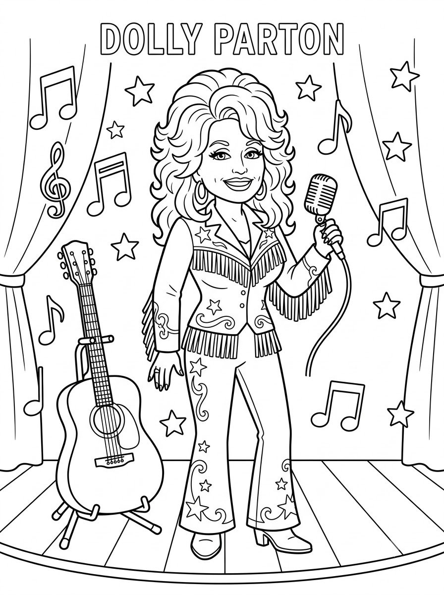 da colorare Dolly Parton disegno facile bambini