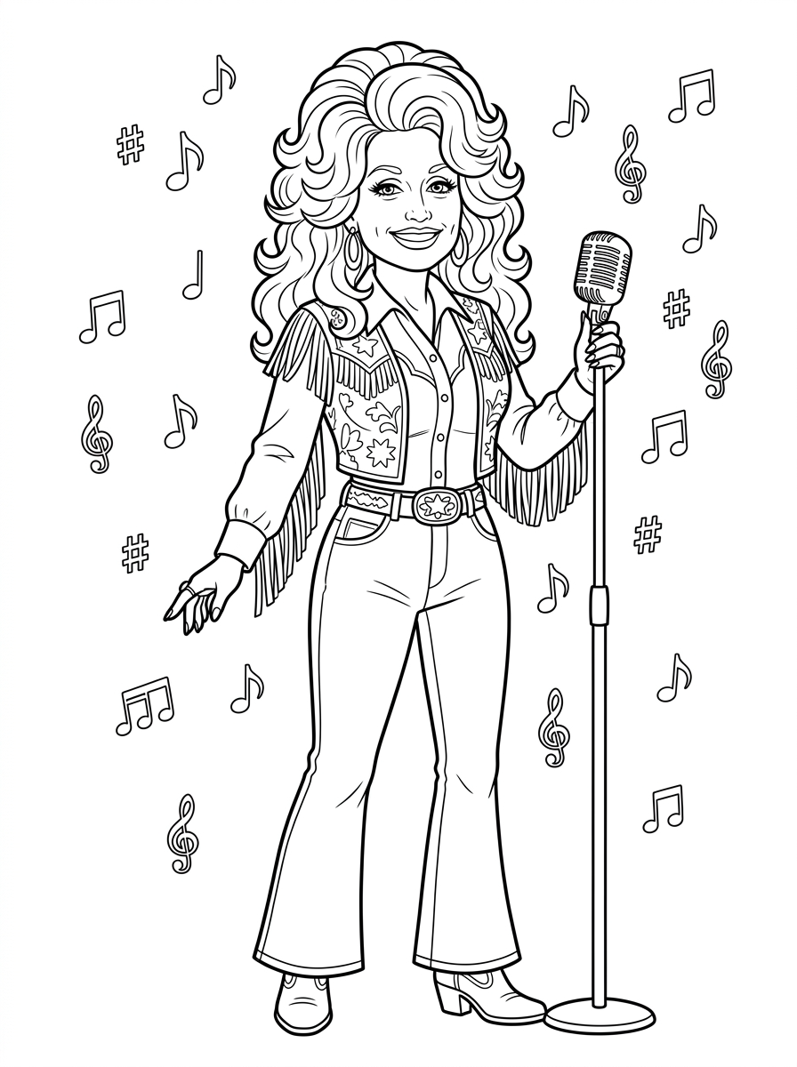Dolly Parton disegno facile da colorare