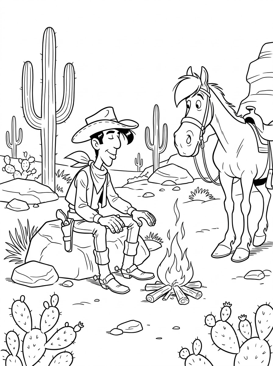 Lucky Luke 8 stampe da colorare per bambini Lucky Luke