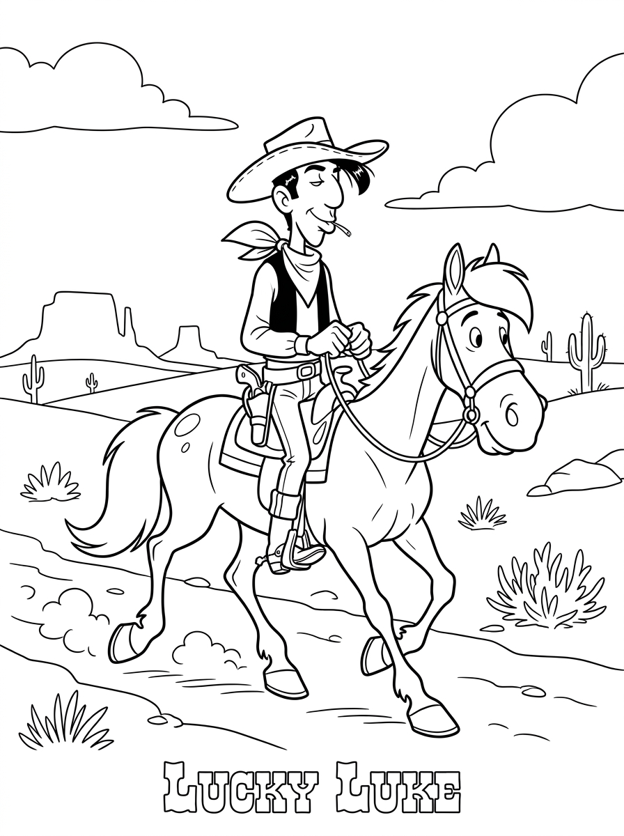 Lucky Luke 4 disegni Lucky Luke facili da colorare
