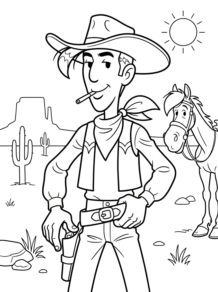 Lucky Luke 16 immagini di Lucky Luke da colorare e stampare 1