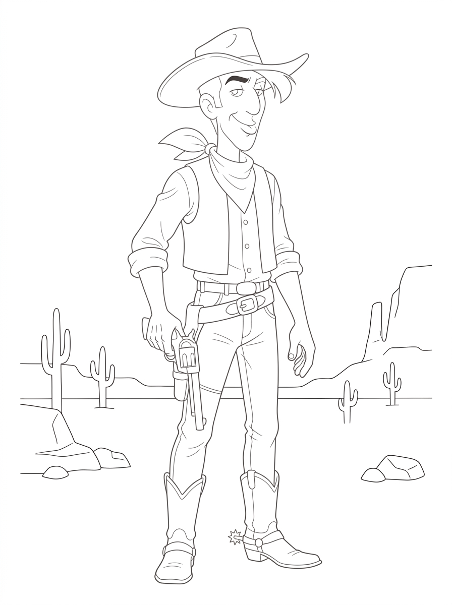 Lucky Luke 15 Lucky Luke disegno da colorare facile
