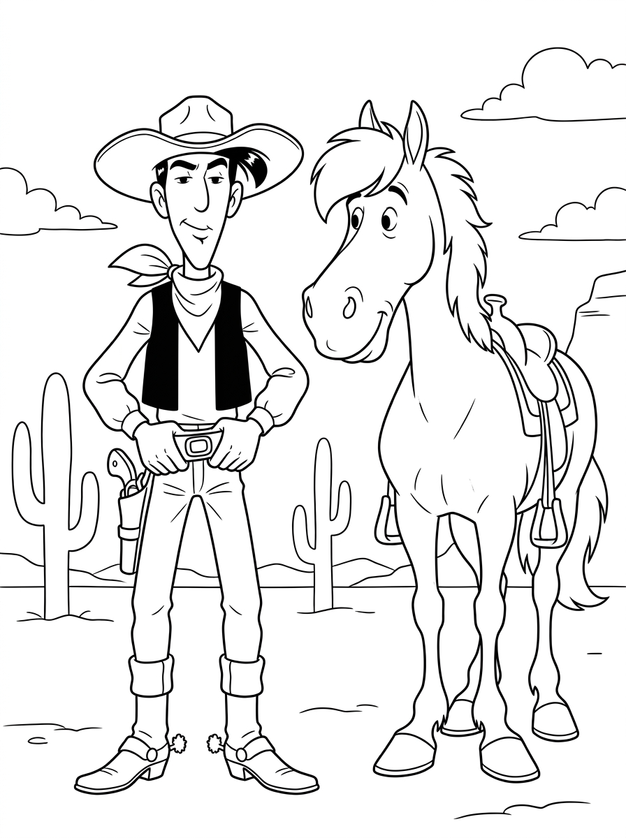 Lucky Luke 12 da colorare Lucky Luke disegno facile bambini