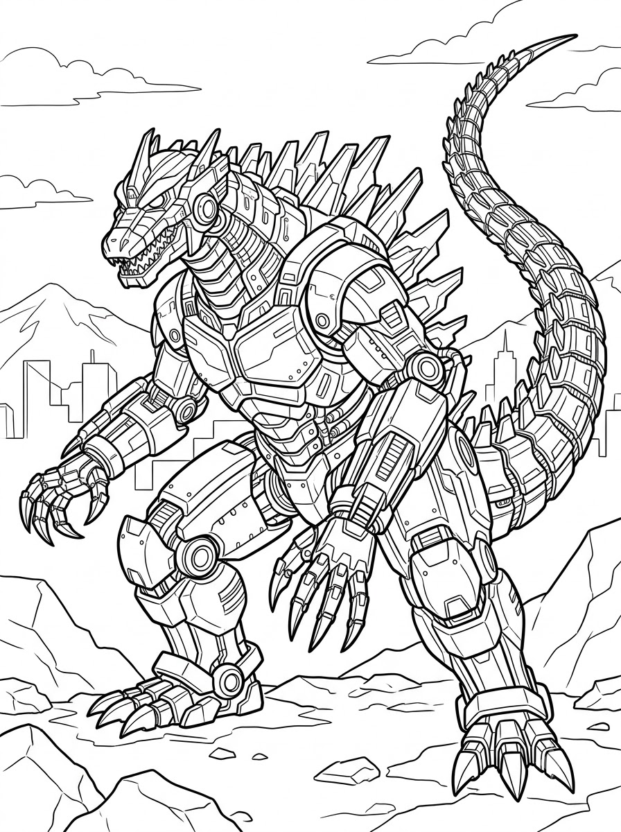 Mechagodzilla da colorare facile