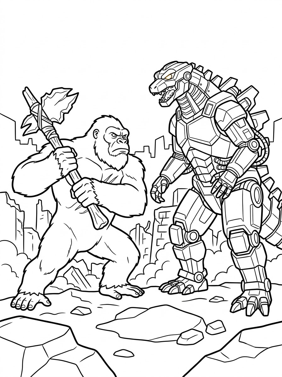 disegni da colorare Mechagodzilla da stampare 1