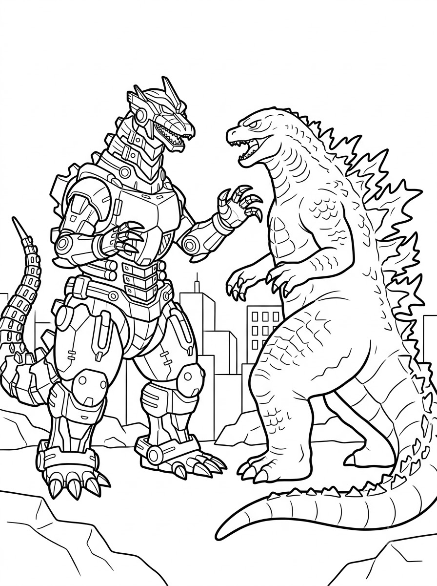 Mechagodzilla disegno da colorare facile