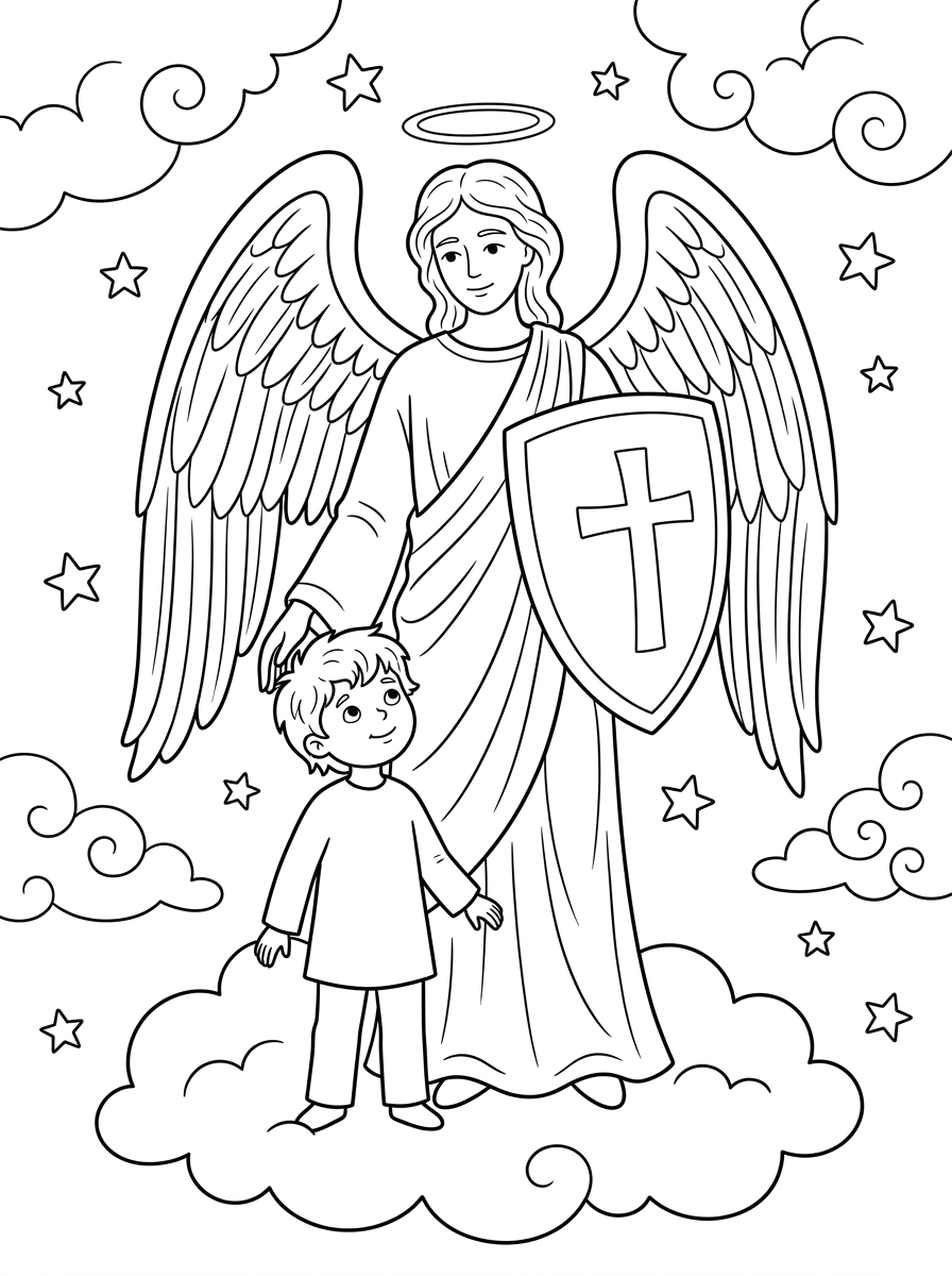 arcangeli disegno da colorare facile