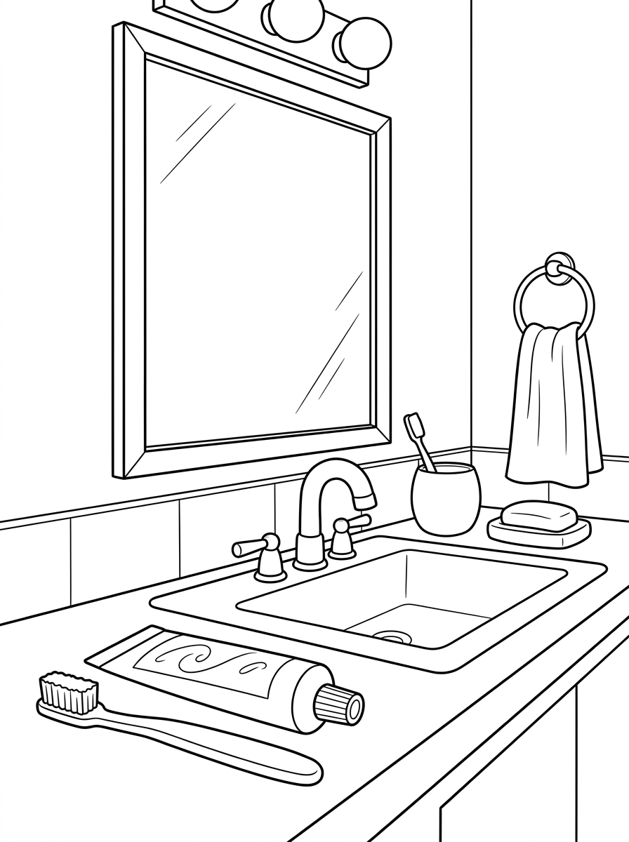 disegno di bagno da stampare e colorare