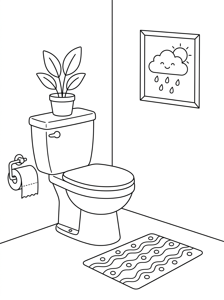disegni facili di bagno da colorare