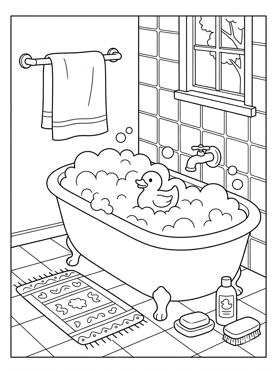 bagno da colorare pdf gratis 1