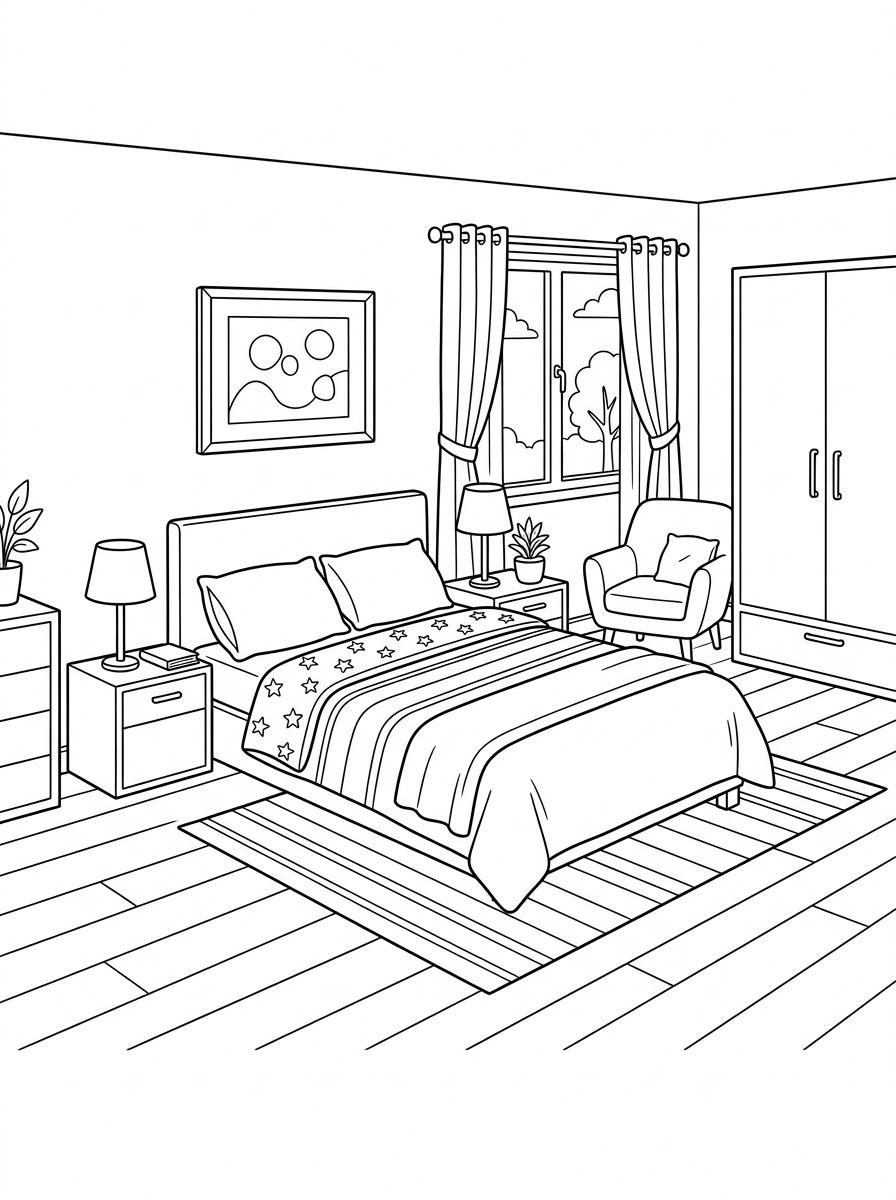 disegni camera da letto da colorare e stampare