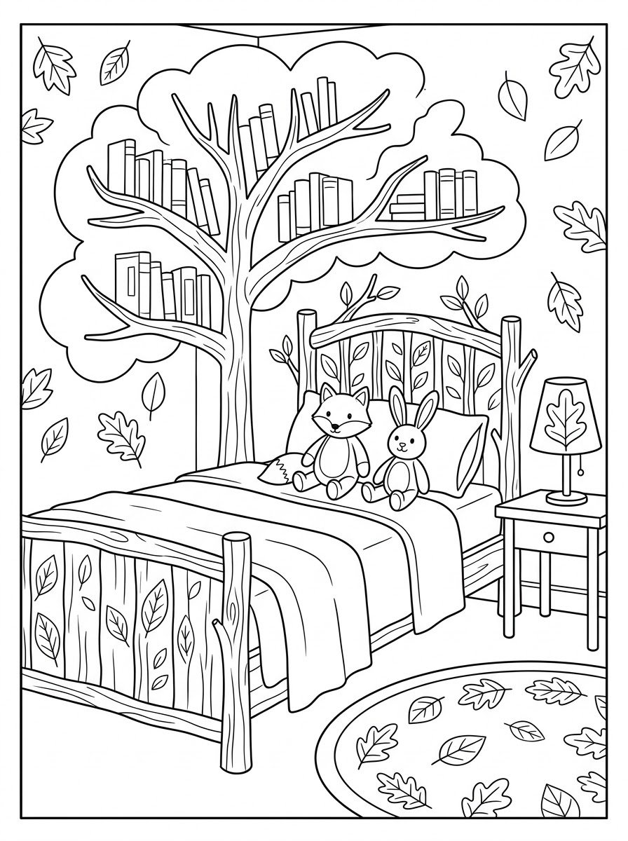 immagini di camera da letto da colorare per bambini