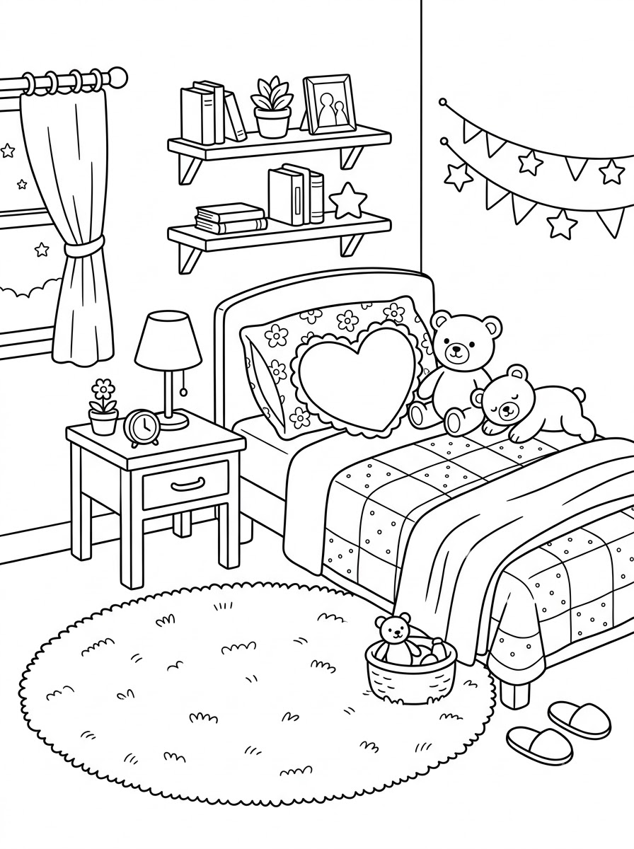 foto di camera da letto da colorare 1