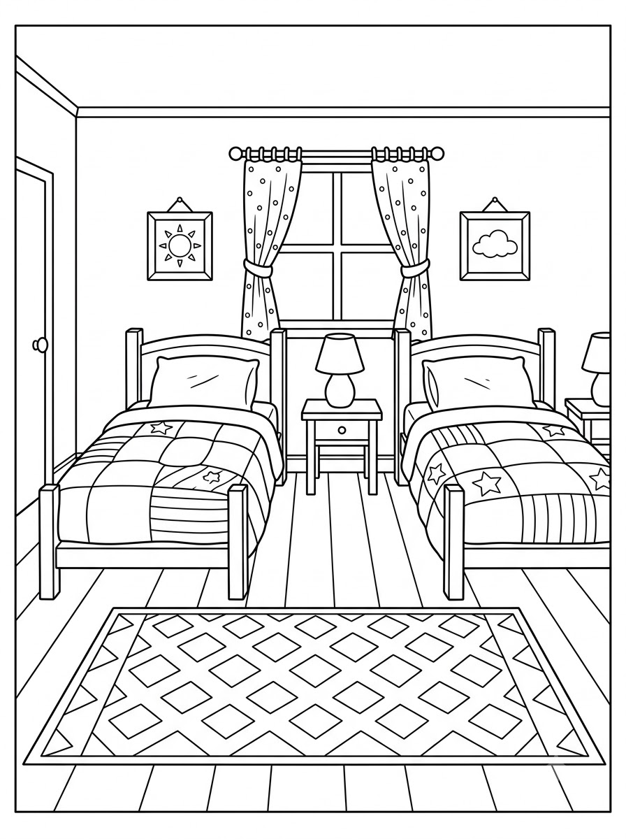 disegni da colorare camera da letto pdf