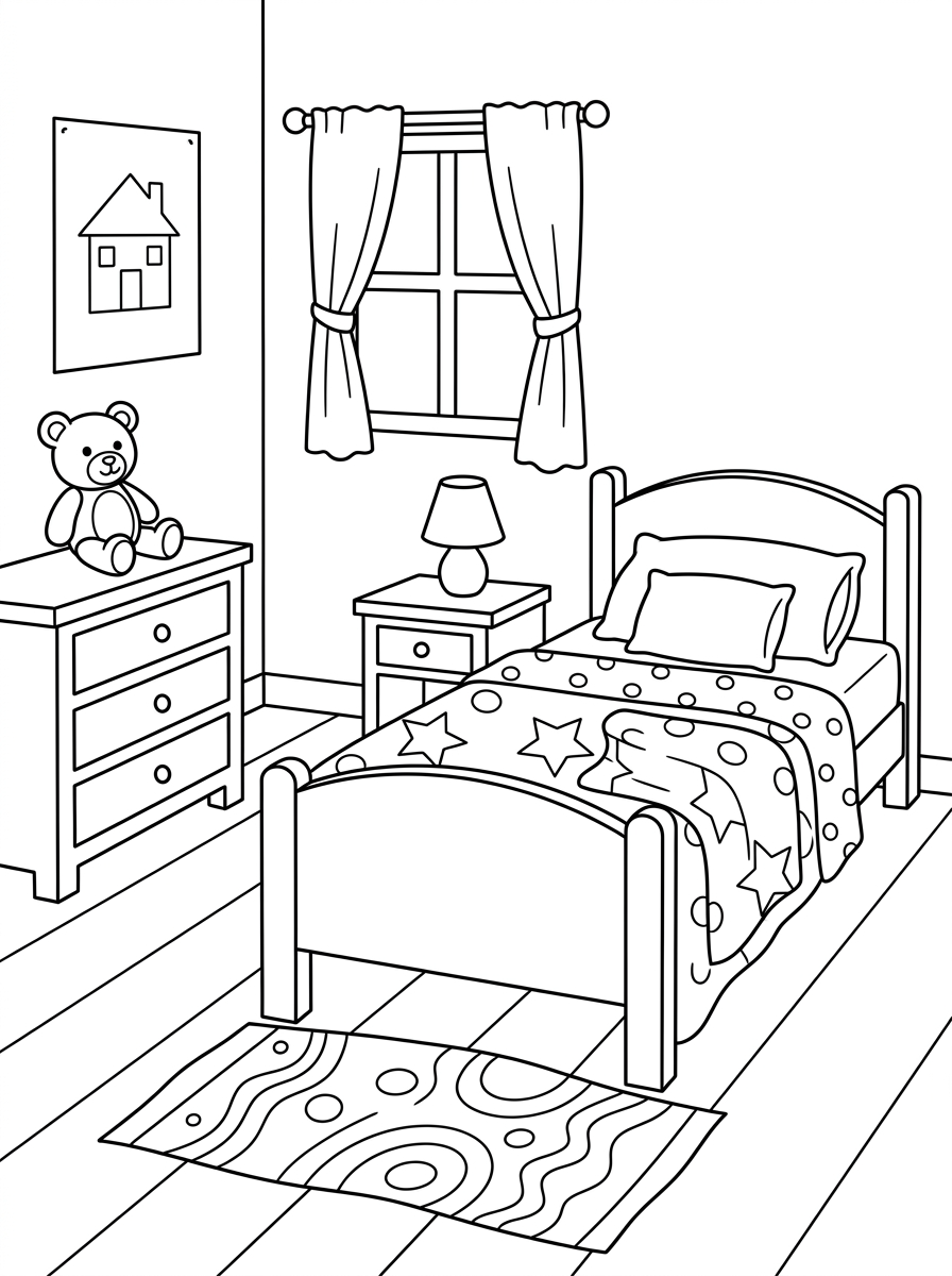 disegni camera da letto da colorare gratis