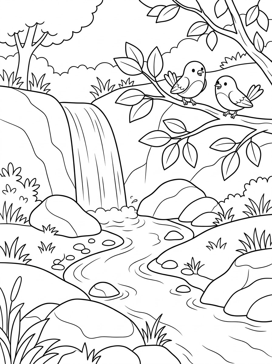 immagine di cascata da colorare