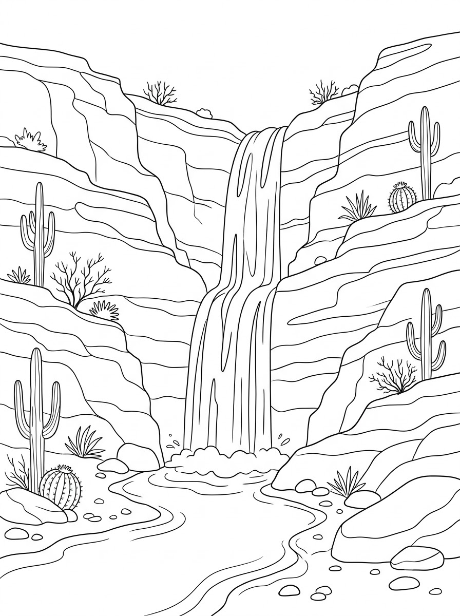 immagini di cascata da colorare e stampare