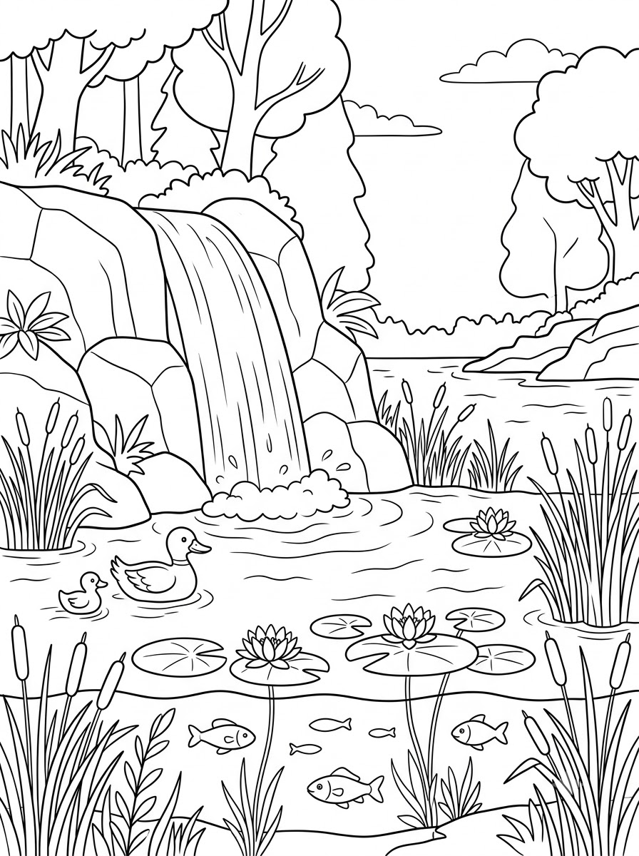 disegni cascata da colorare per bambini 1