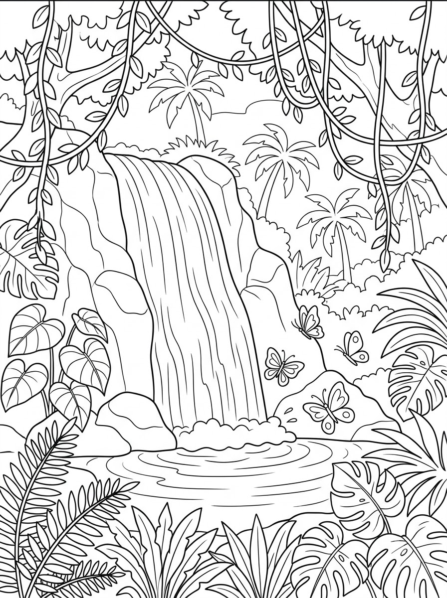 disegni da colorare cascata