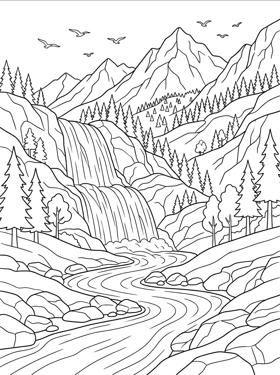 immagini da stampare e colorare di cascata