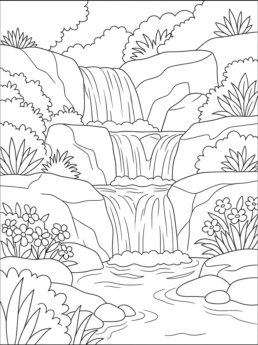disegni cascata da colorare per bambini