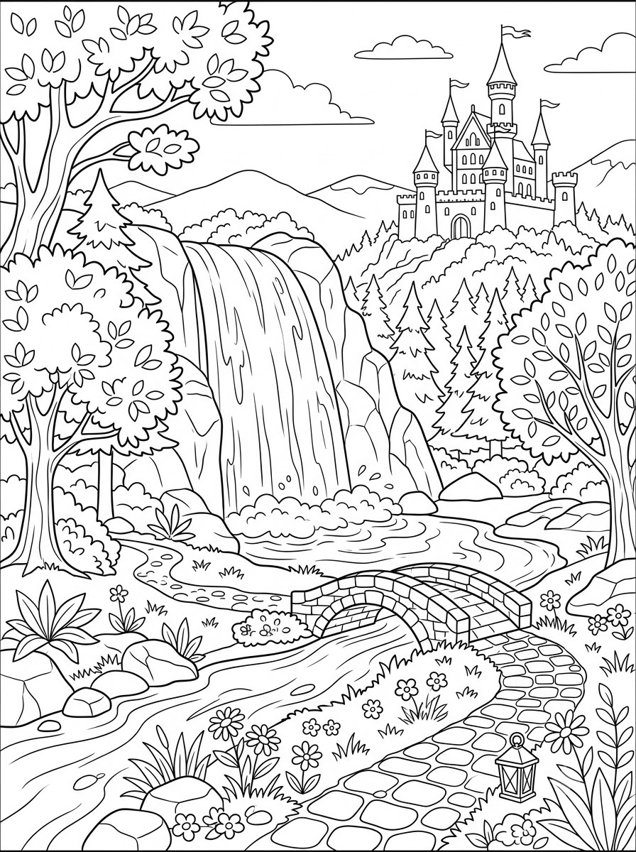 disegni da stampare e colorare cascata