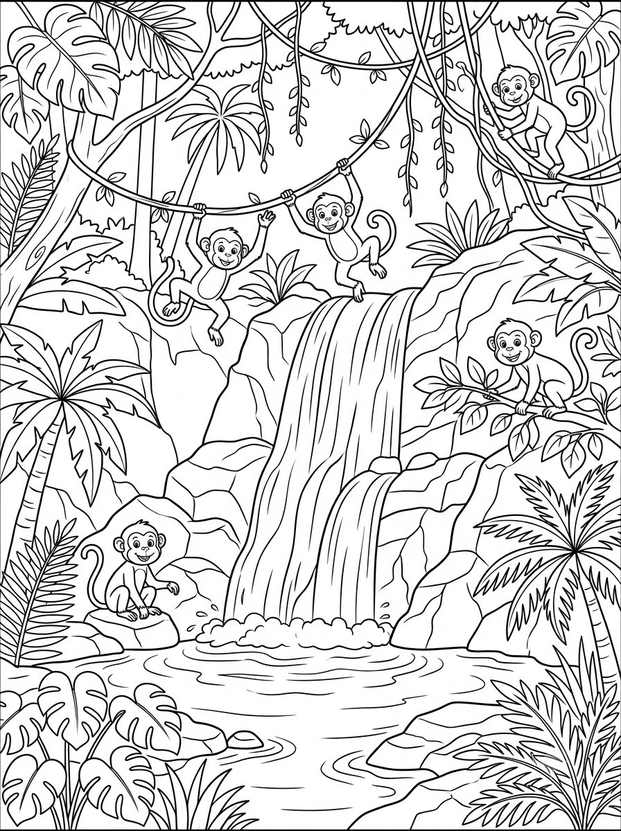 cascata disegno da colorare facile