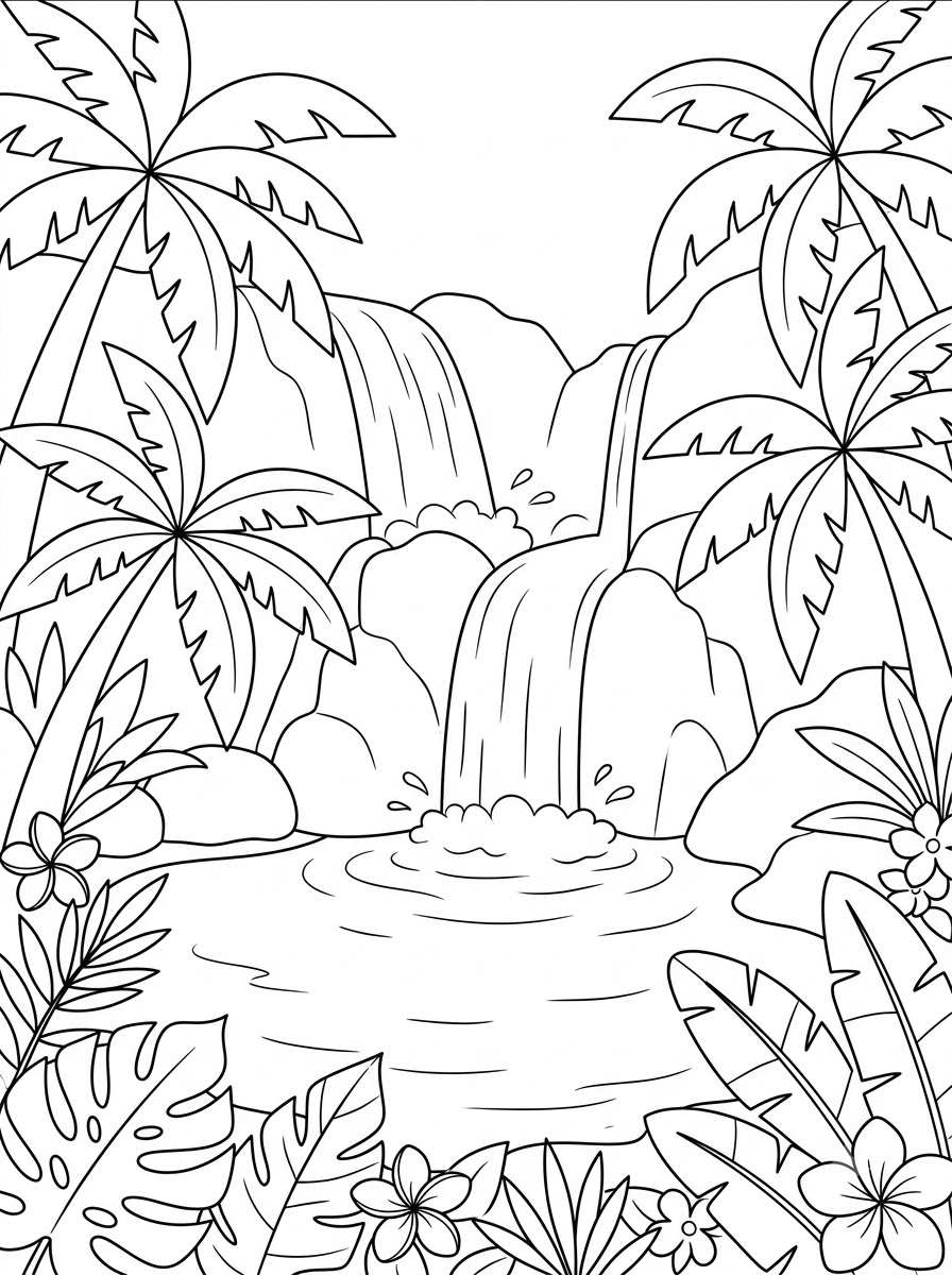 disegno cascata da colorare per bambini