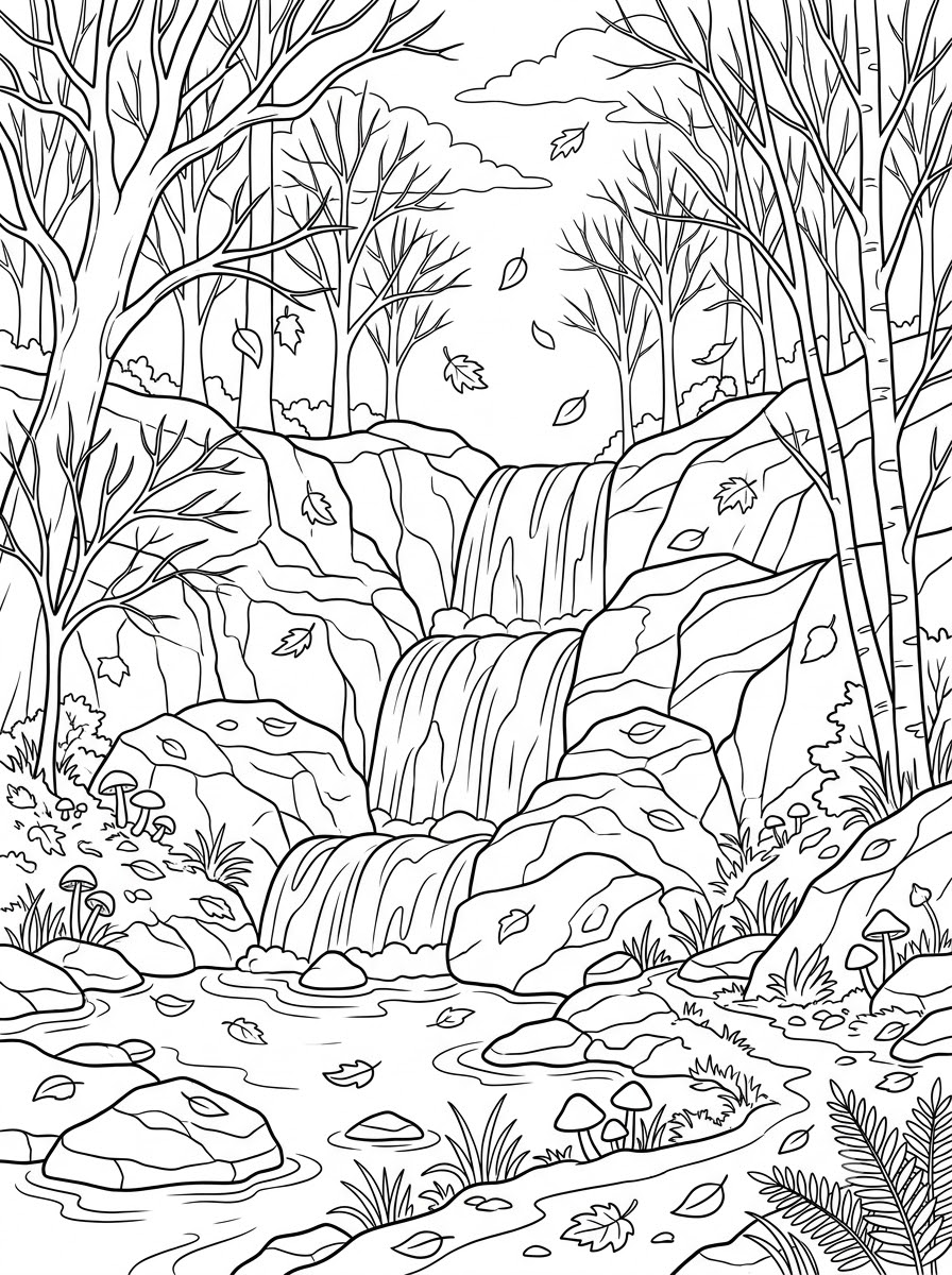 stampe da colorare per bambini cascata