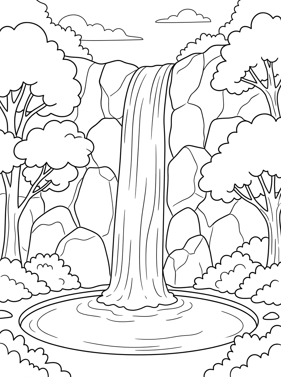 cascata disegno da colorare