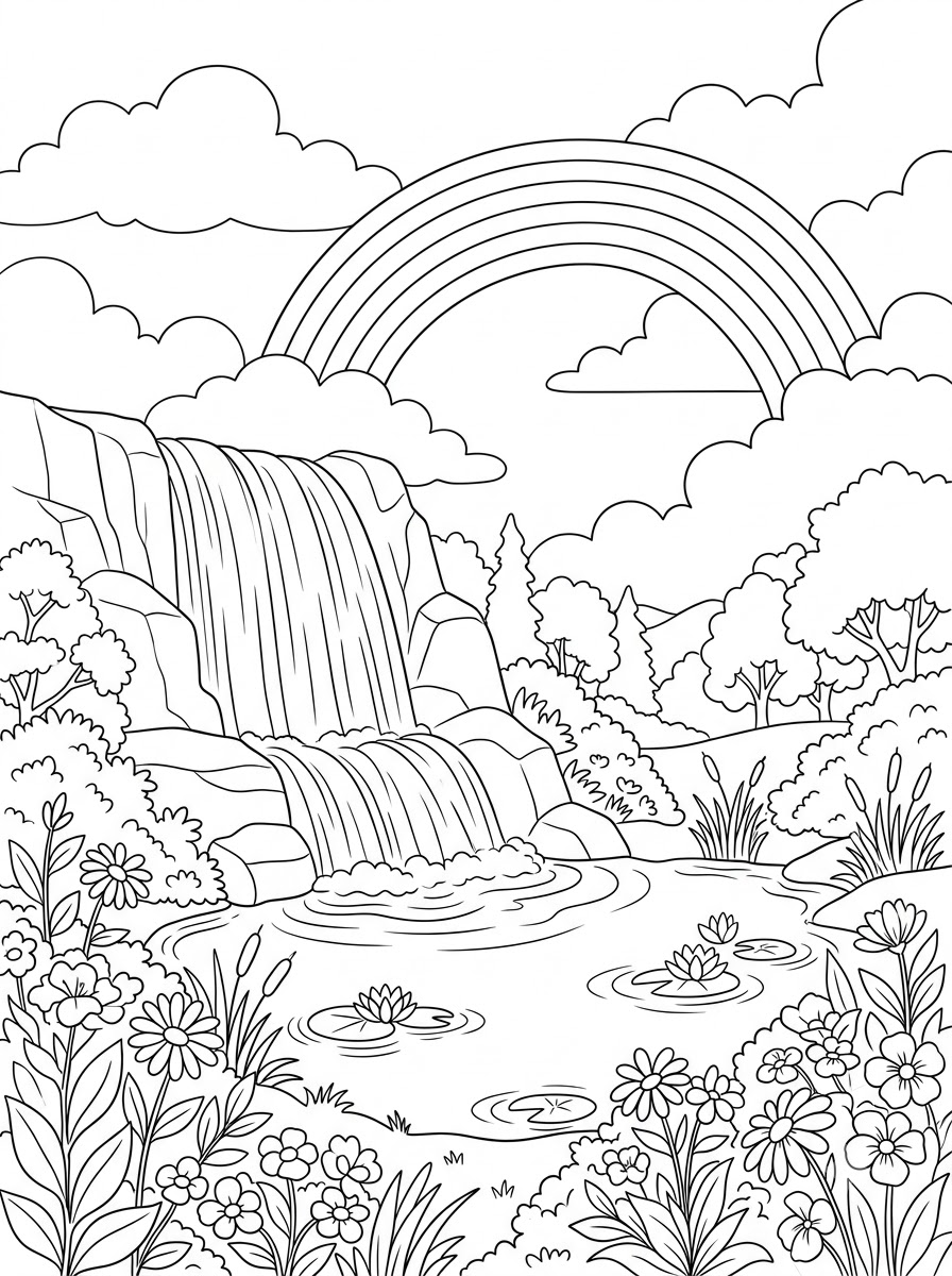immagini cascata da colorare e stampare