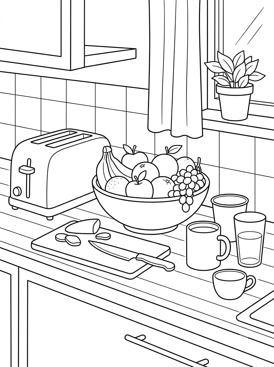 Cucina 9 cucina da stampare e colorare per bambini 1