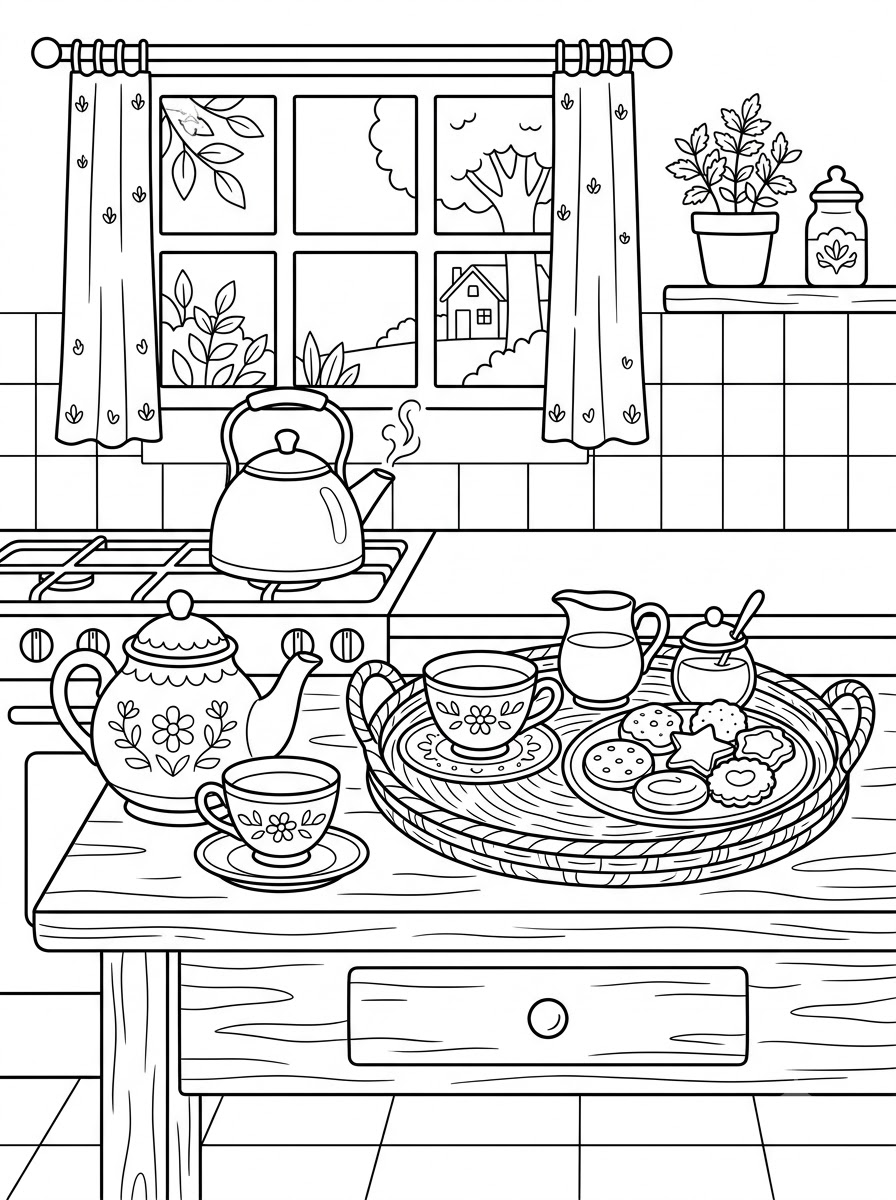 Cucina 6 foto di cucina da colorare