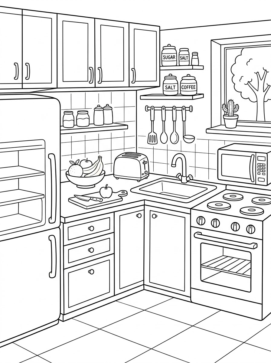 Cucina 13 disegni facili di cucina da colorare