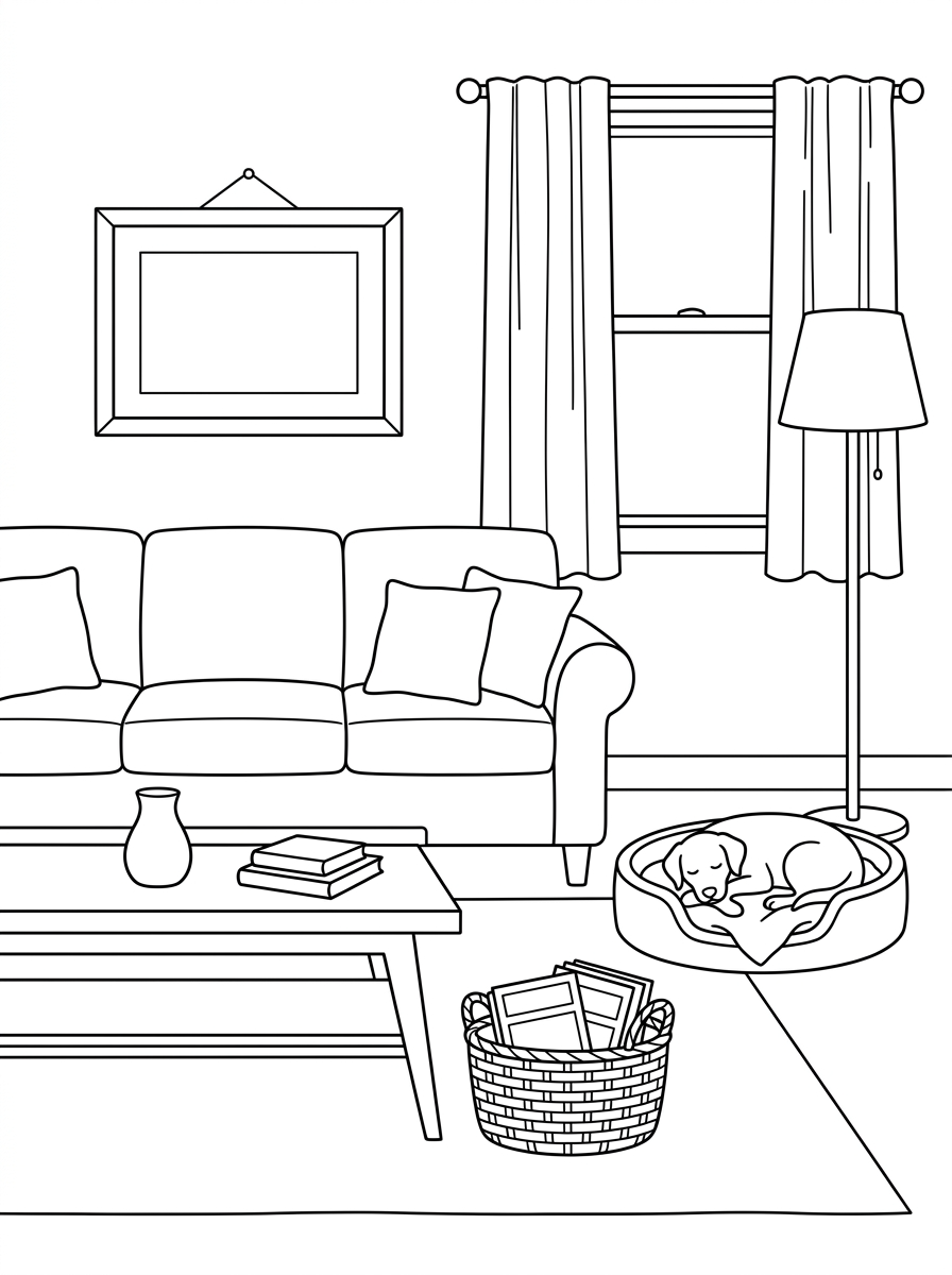 disegni da colorare gratis living room
