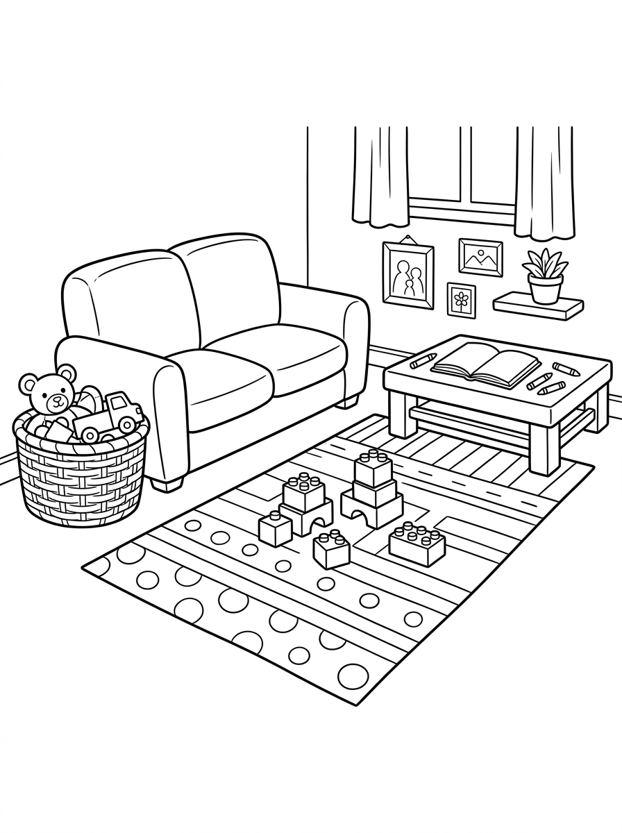 disegni living room da colorare e stampare