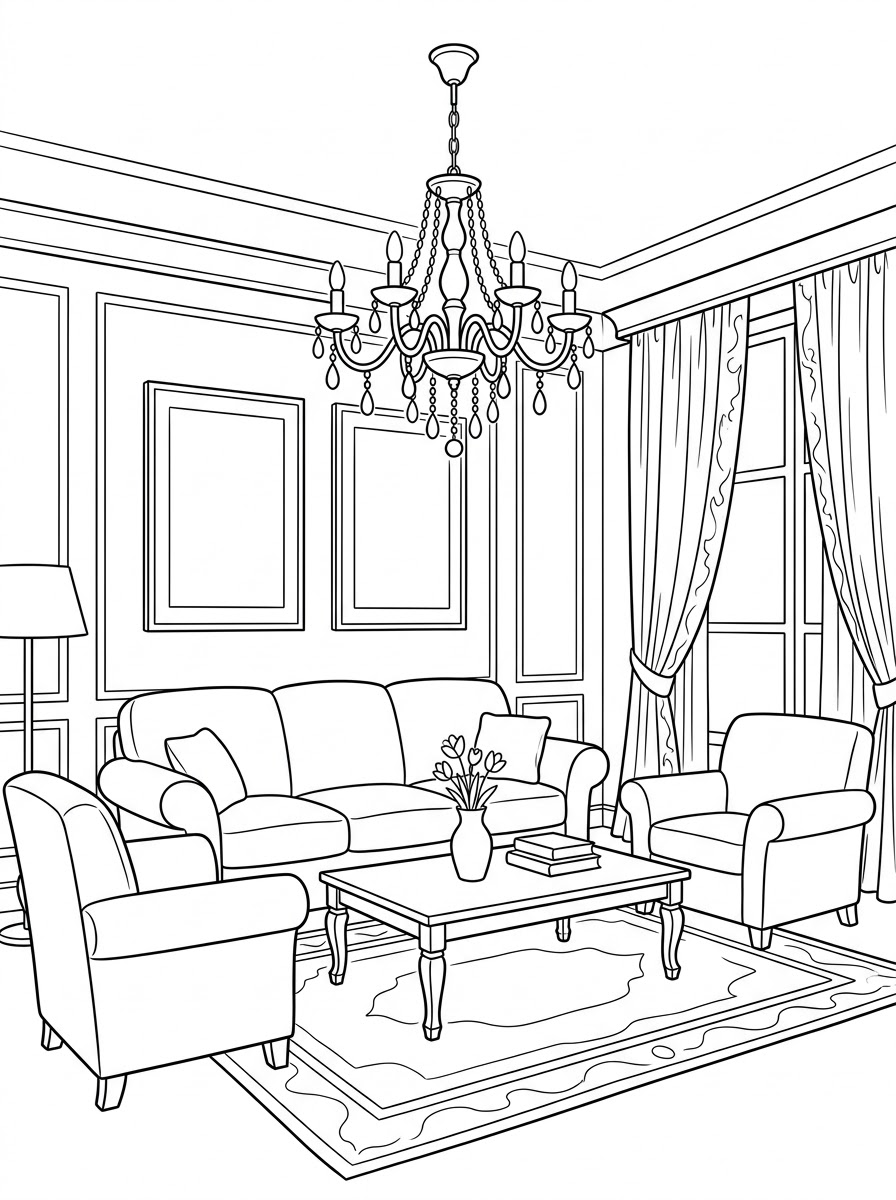 disegni di living room da colorare e stampare