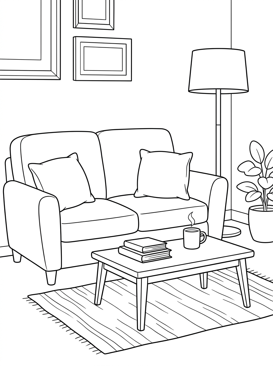 living room da colorare a4
