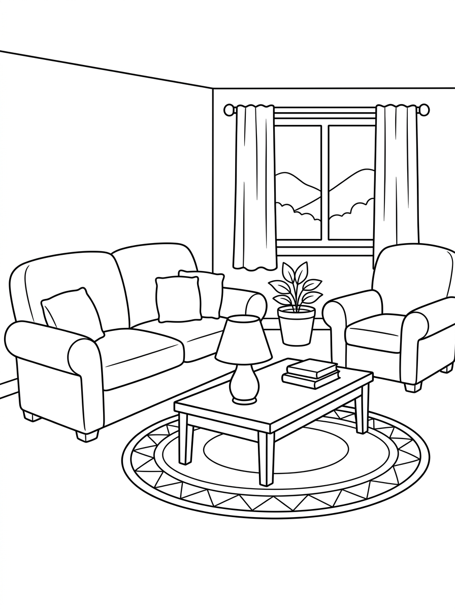 foto di living room da colorare