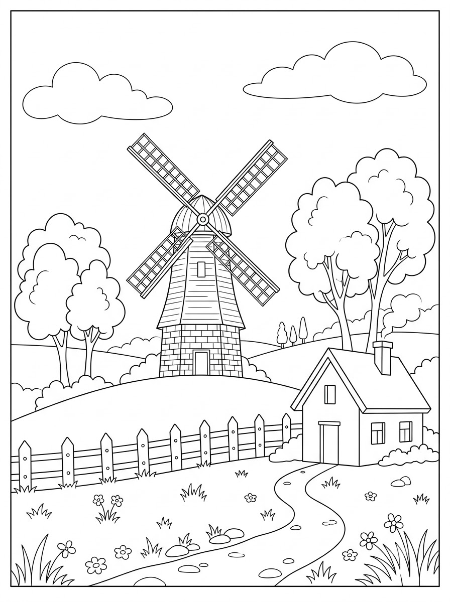 disegni da colorare mulino a vento