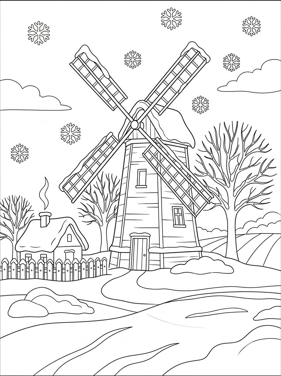 disegni mulino a vento da colorare e stampare