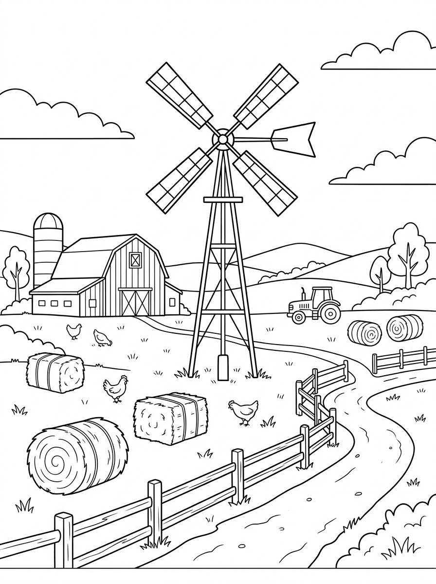 disegni da colorare per bambini pdf mulino a vento