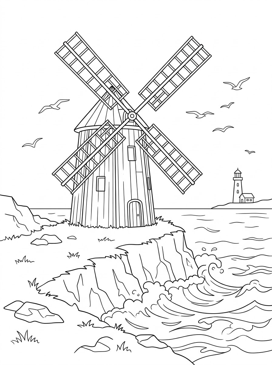 disegni da colorare mulino a vento pdf 1