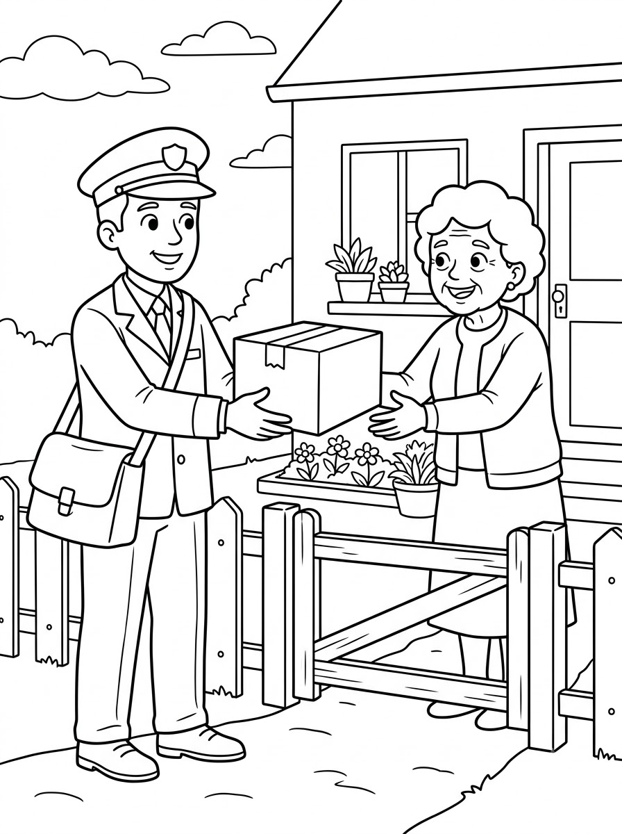 da colorare postino disegno facile bambini