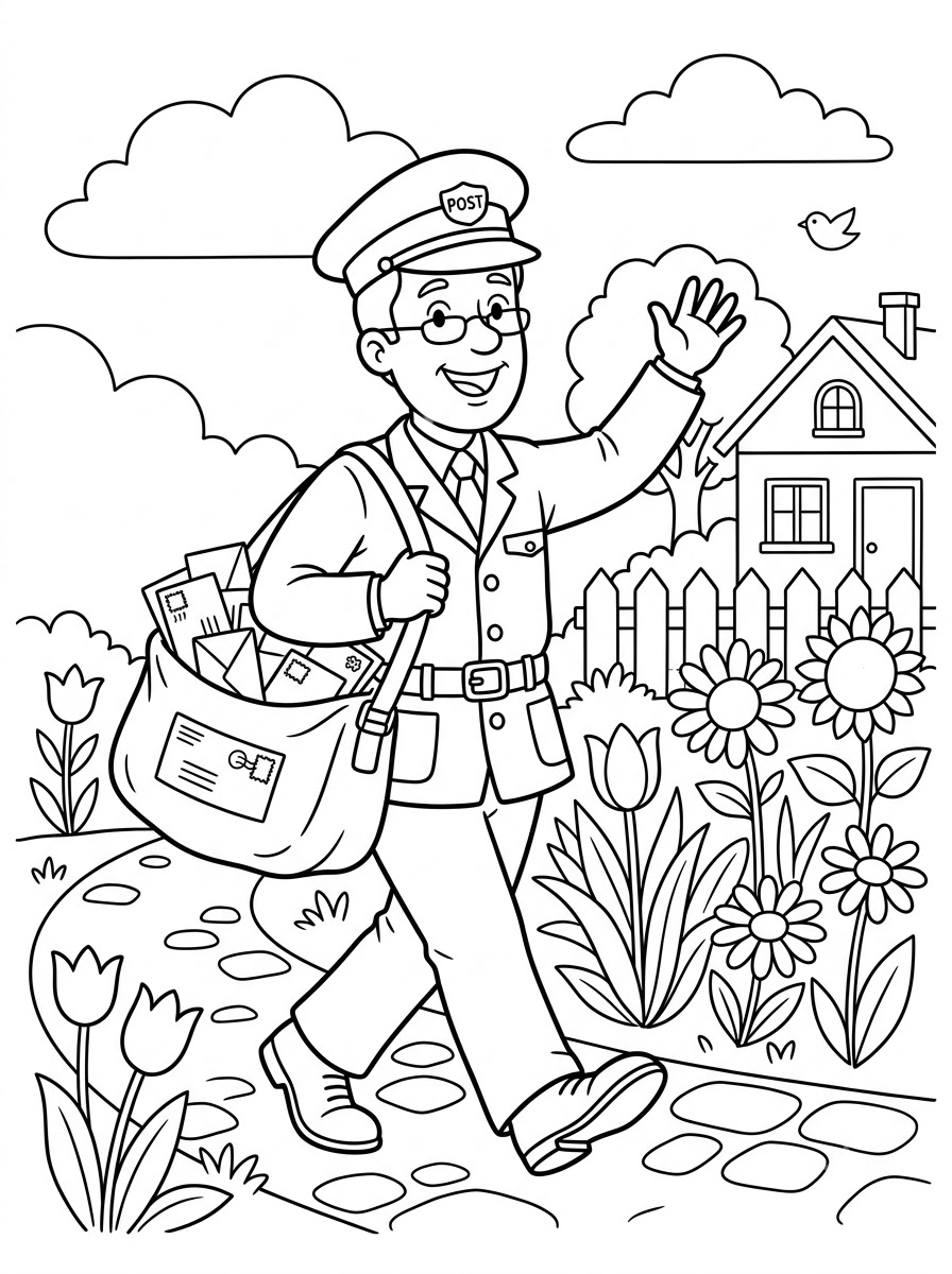 disegni da stampare e colorare postino