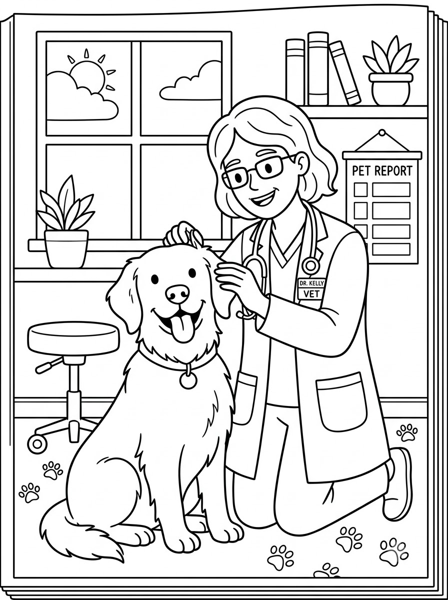 disegni da colorare veterinario per bambini