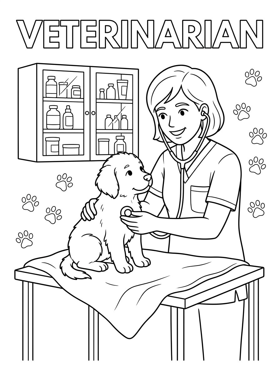 veterinario da stampare e colorare gratis